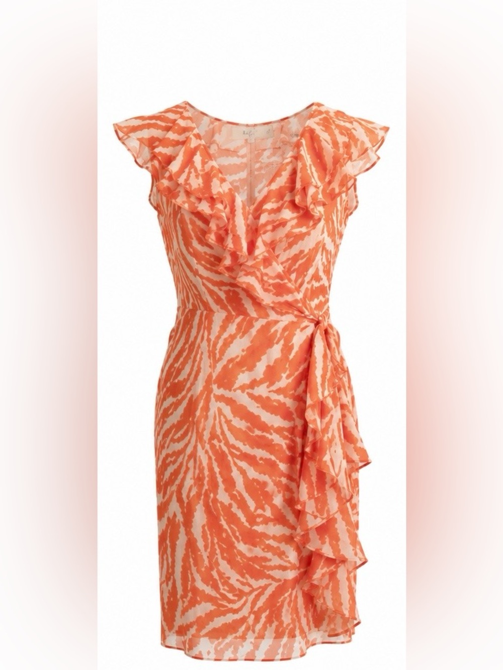 Milly of New York Orange Zebra Print Sheath Dress Size 10 Resort Cocktail